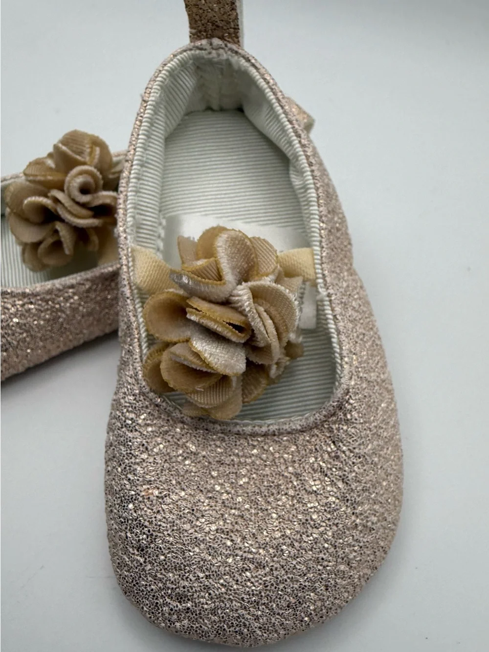 Carter's Glitter Flower Ballet Flats - Champagne Gold
